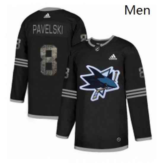 Mens Adidas San Jose Sharks 8 Joe Pavelski Black Authentic Classic Stitched NHL Jersey